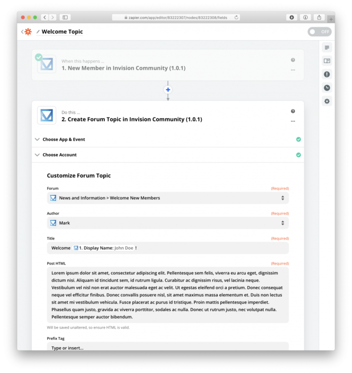 Interne Integration via Zapier