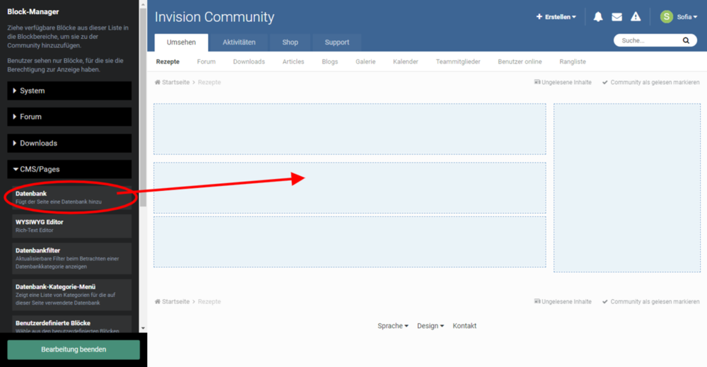 Datenbank mit Seiten-Konstruktor einfügen