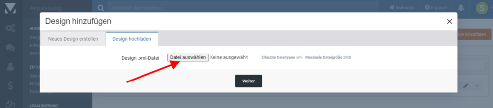 Design-Datei auswählen